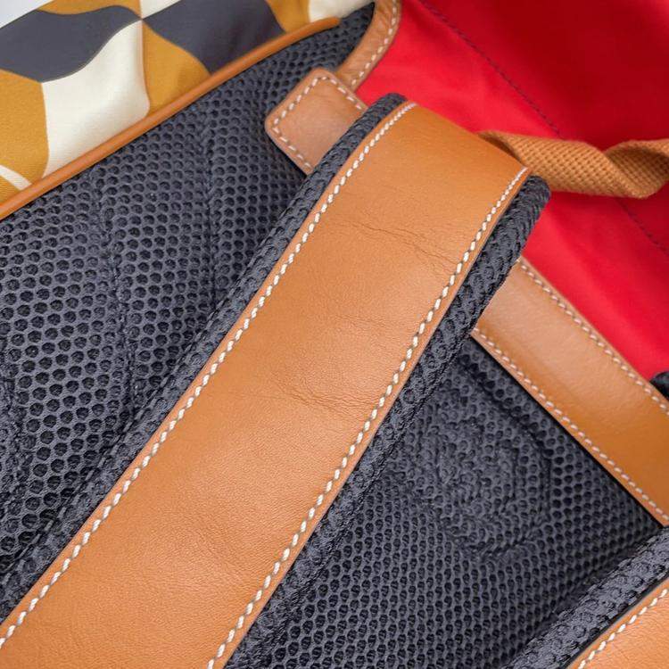 Pre Owned Gucci Interlocking G Rabbit Brown Red Nylon Leather Backpack
