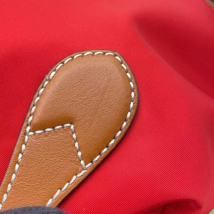 Pre Owned Gucci Interlocking G Rabbit Brown Red Nylon Leather Backpack