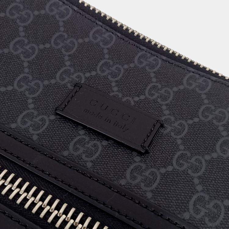 Pre Owned Gucci Black Canvas PVC Crossbody Bag