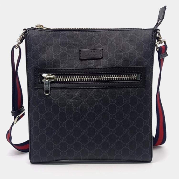 Pre Owned Gucci Black Canvas PVC Crossbody Bag