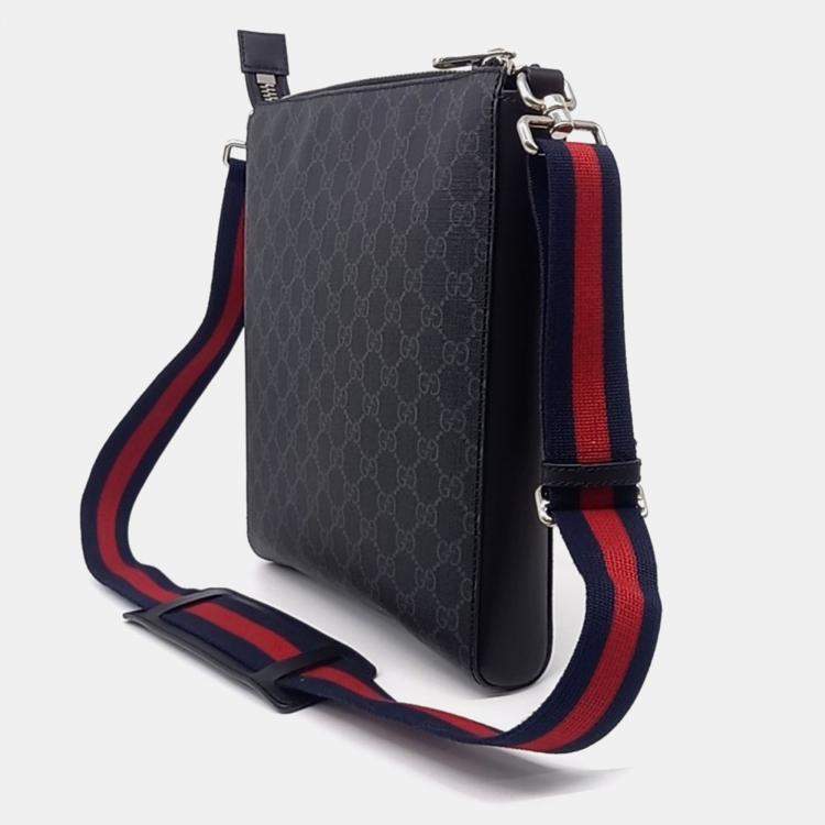 Pre Owned Gucci Black Canvas PVC Crossbody Bag