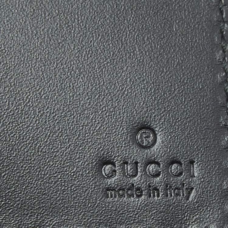 Pre Owned Gucci Black Guccissima Leather Flap Card Case