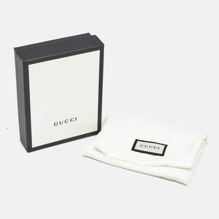 Pre Owned Gucci Black Guccissima Leather Flap Card Case
