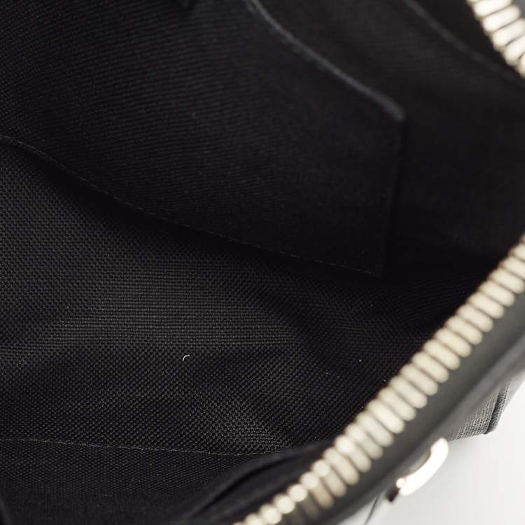 Pre Owned Gucci Black GG Supreme Canvas and Leather Zip Messenger Bag