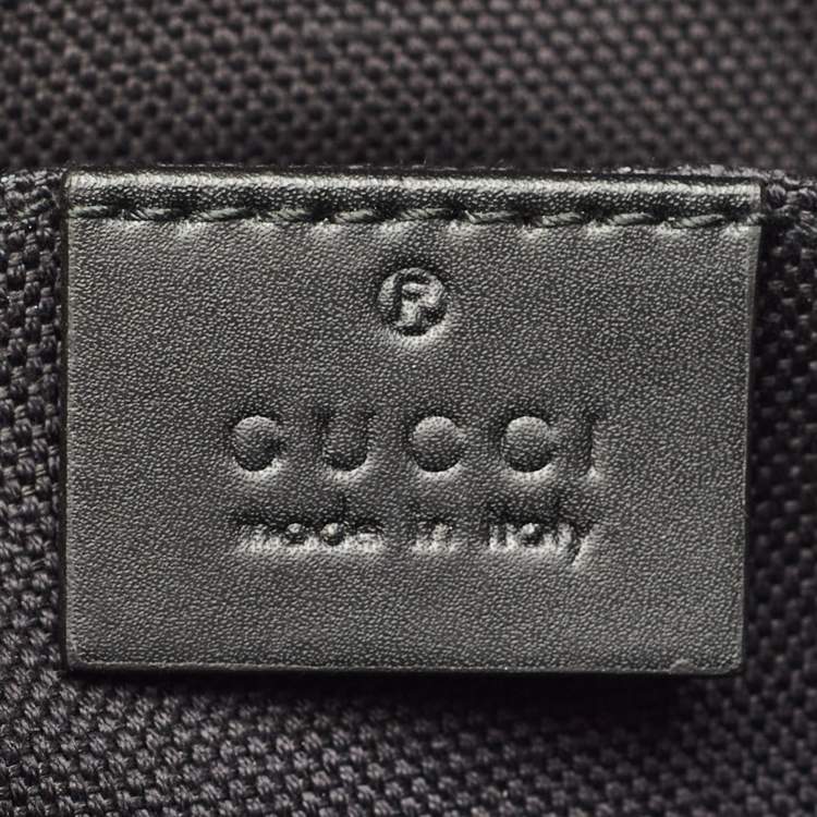 Pre Owned Gucci Black GG Supreme Canvas and Leather Zip Messenger Bag