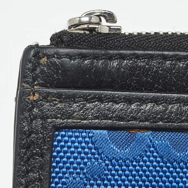 Pre Owned Gucci Blue/Black GG Nylon and Leather Off The Grid Card Case