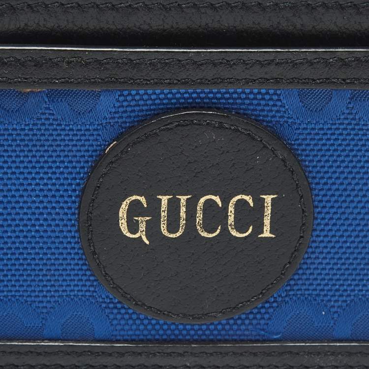 Pre Owned Gucci Blue/Black GG Nylon and Leather Off The Grid Card Case