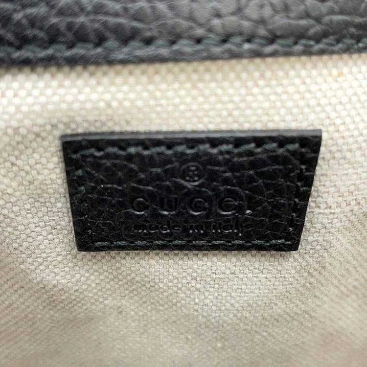 Pre Owned Gucci Jumbo GG Small Black Leather Messenger Bag