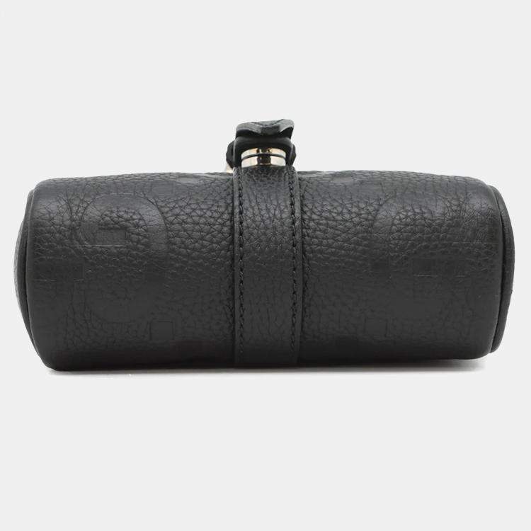 Pre Owned Gucci Jumbo GG Small Black Leather Messenger Bag