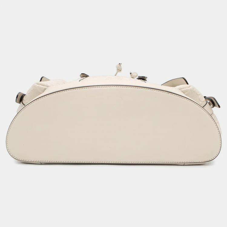 Pre Owned Gucci GG Embossed White Leather Backpack