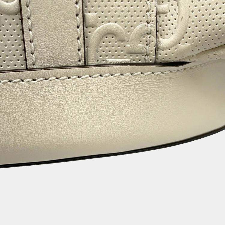 Pre Owned Gucci GG Embossed White Leather Backpack