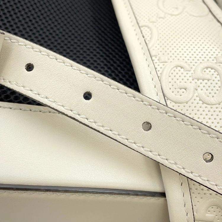 Pre Owned Gucci GG Embossed White Leather Backpack