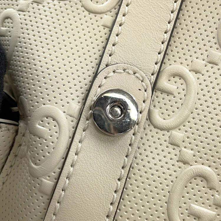 Pre Owned Gucci GG Embossed White Leather Backpack