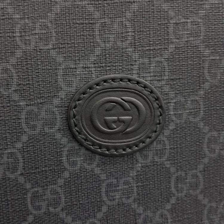 Pre Owned Gucci Black GG Supreme Coated Canvas Leather Backpack Briefcase