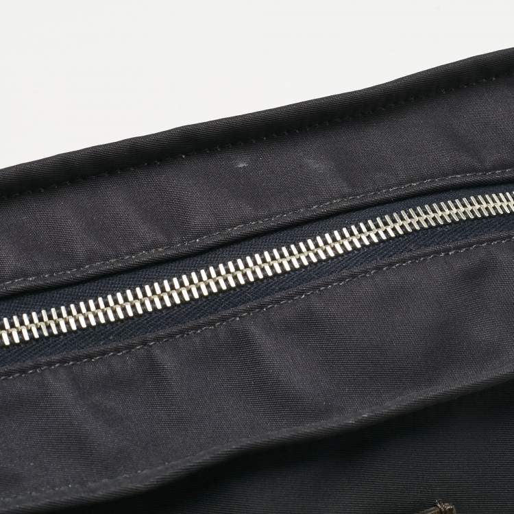 Pre Owned Gucci Navy Blue Diamante Nylon Web Flat Messenger Bag