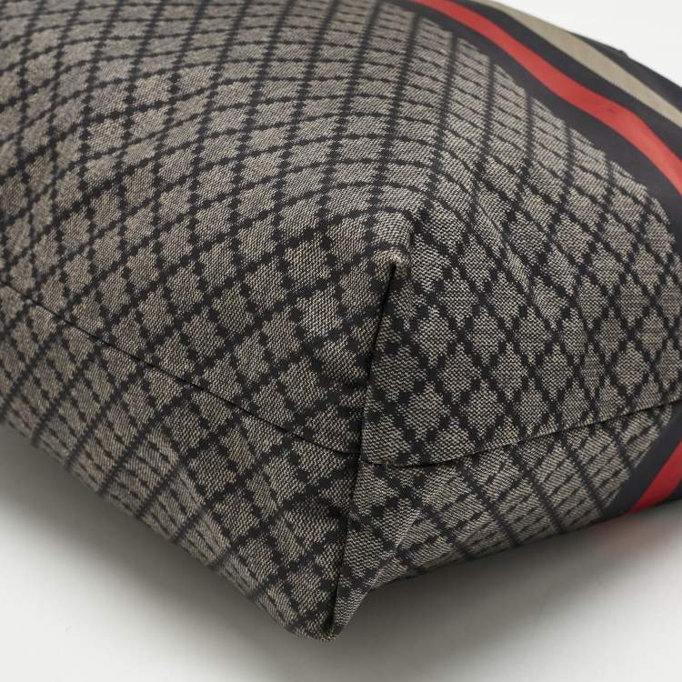 Pre Owned Gucci Navy Blue Diamante Nylon Web Flat Messenger Bag