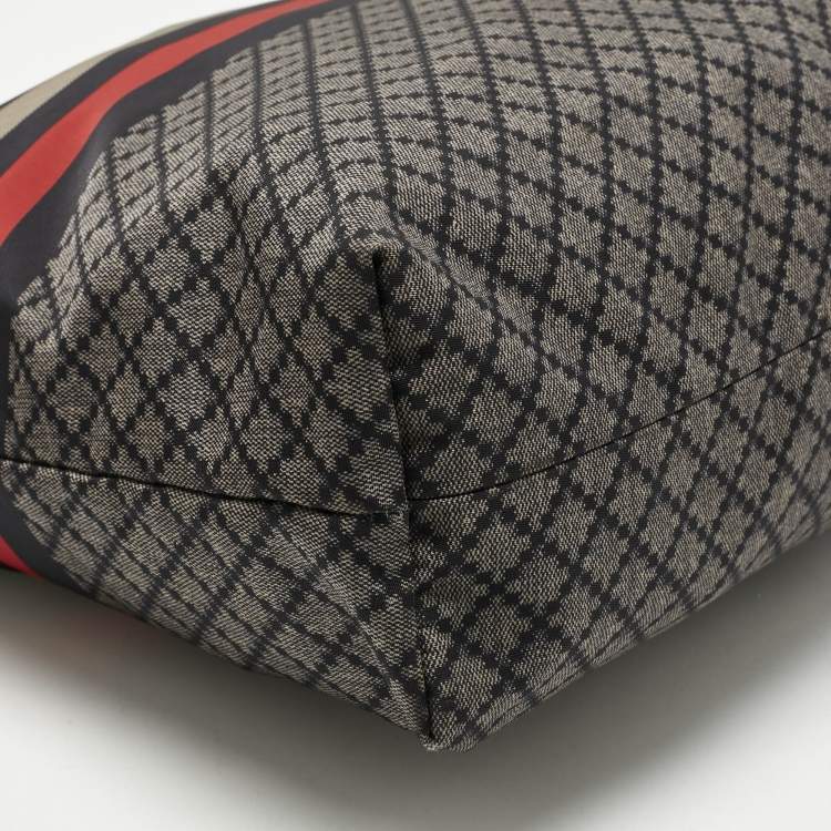 Pre Owned Gucci Navy Blue Diamante Nylon Web Flat Messenger Bag