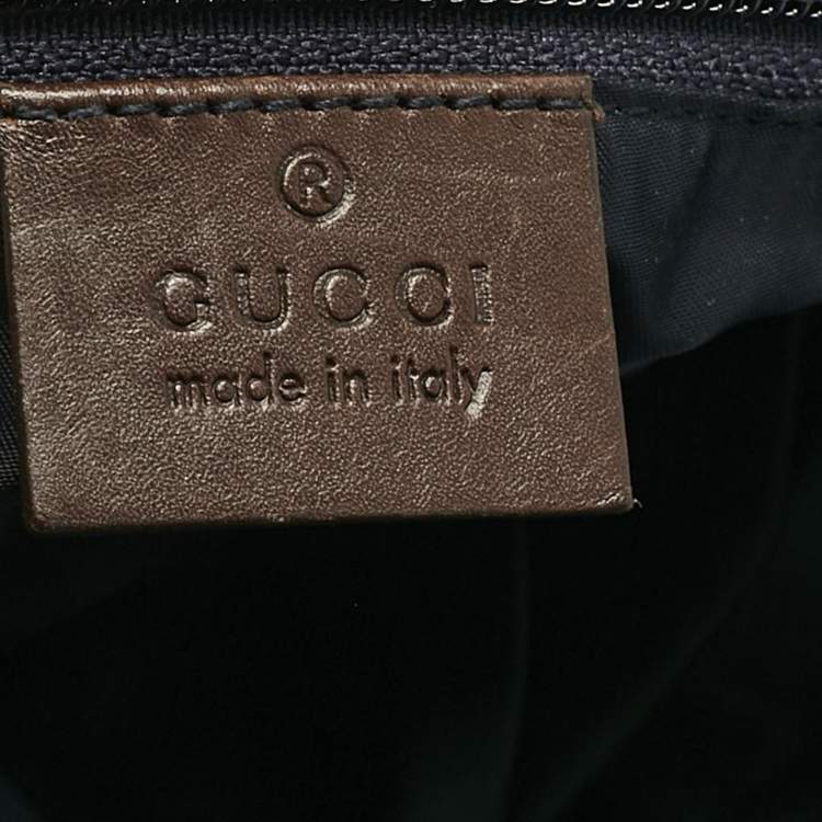 Pre Owned Gucci Navy Blue Diamante Nylon Web Flat Messenger Bag