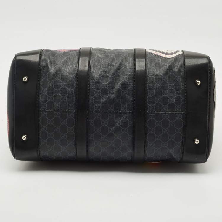 Pre Owned Gucci Black/Grey GG Supreme Canvas Medium Patchwork Duffel Bag
