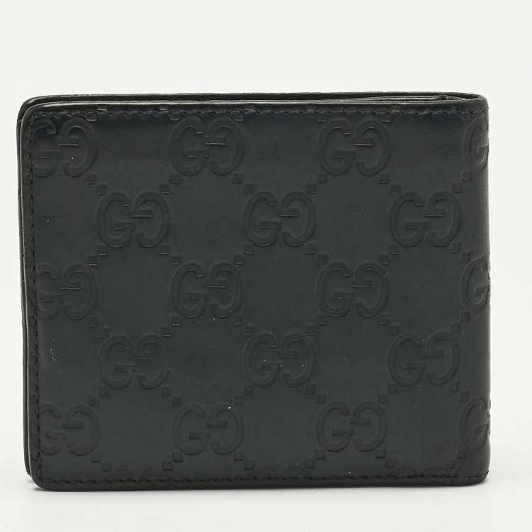Pre Owned Gucci Black Guccissima Leather Interlocking G Bifold Wallet