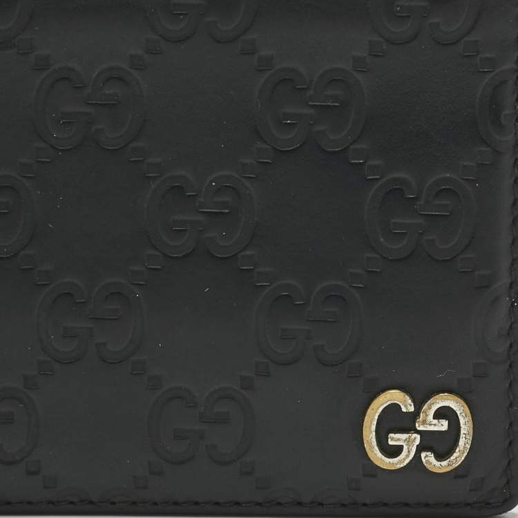 Pre Owned Gucci Black Guccissima Leather Interlocking G Bifold Wallet