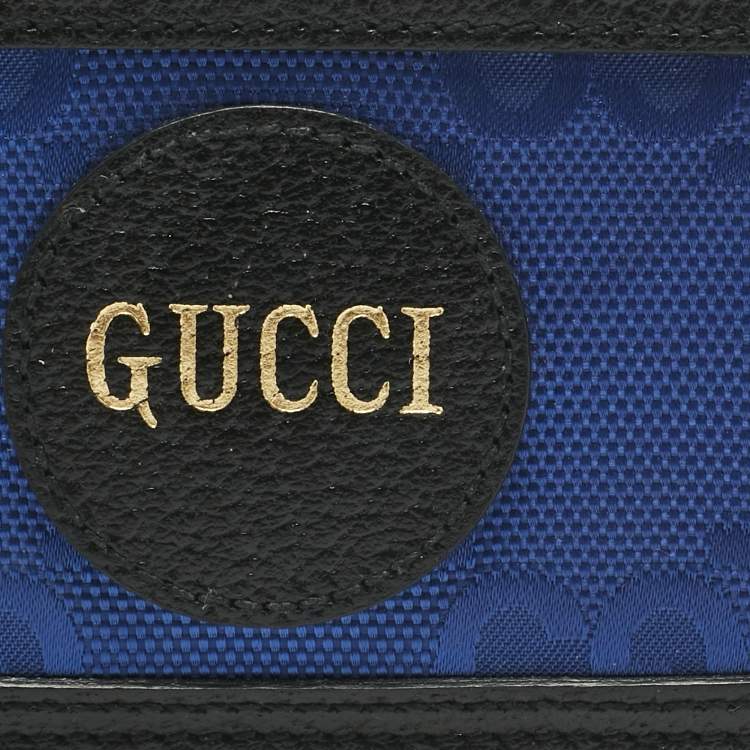 Pre Owned Gucci Blue/Black GG Nylon and Leather Off The Grid Card Case