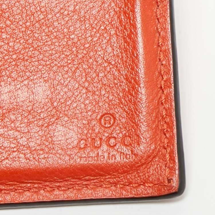 Pre Owned Gucci Orange Crocodile Bifold Wallet