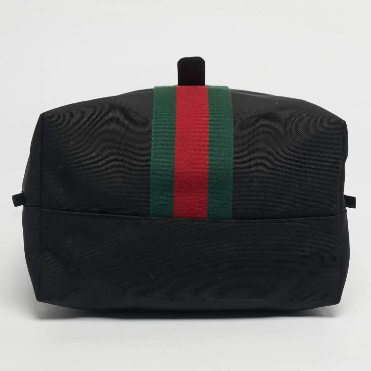 Pre Owned Gucci Black Techno Canvas Web Fold Over Backpack