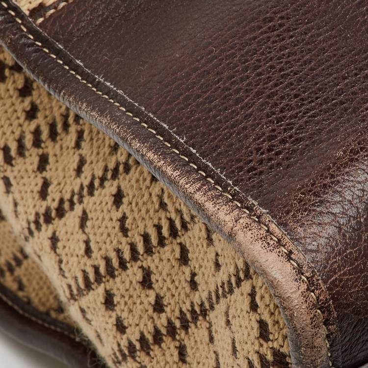 Pre Owned Gucci Brown/Beige Diamante Canvas and Leather Hysteria Travel Bag 