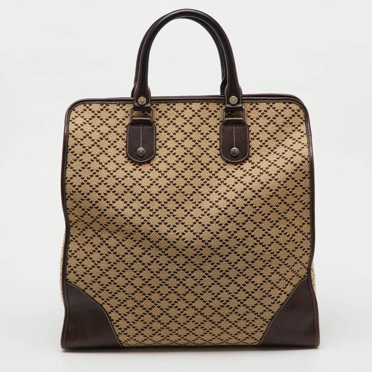 Pre Owned Gucci Brown/Beige Diamante Canvas and Leather Hysteria Travel Bag 