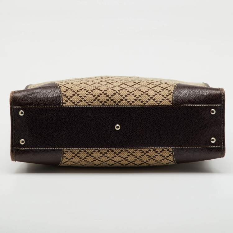 Pre Owned Gucci Brown/Beige Diamante Canvas and Leather Hysteria Travel Bag 