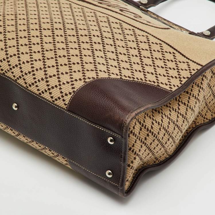Pre Owned Gucci Brown/Beige Diamante Canvas and Leather Hysteria Travel Bag 