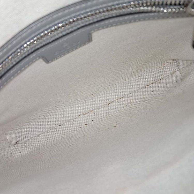 Pre Owned Gucci Grey Leather GG Embossed Messenger Crossbody Bag