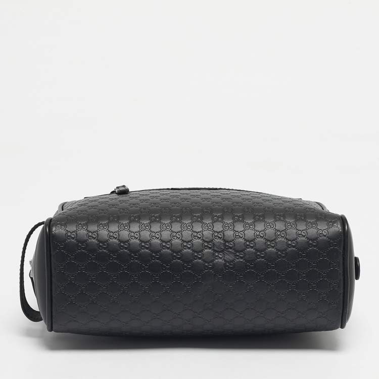 Pre Owned Gucci Black Microguccisima Leather Toiletry Pouch