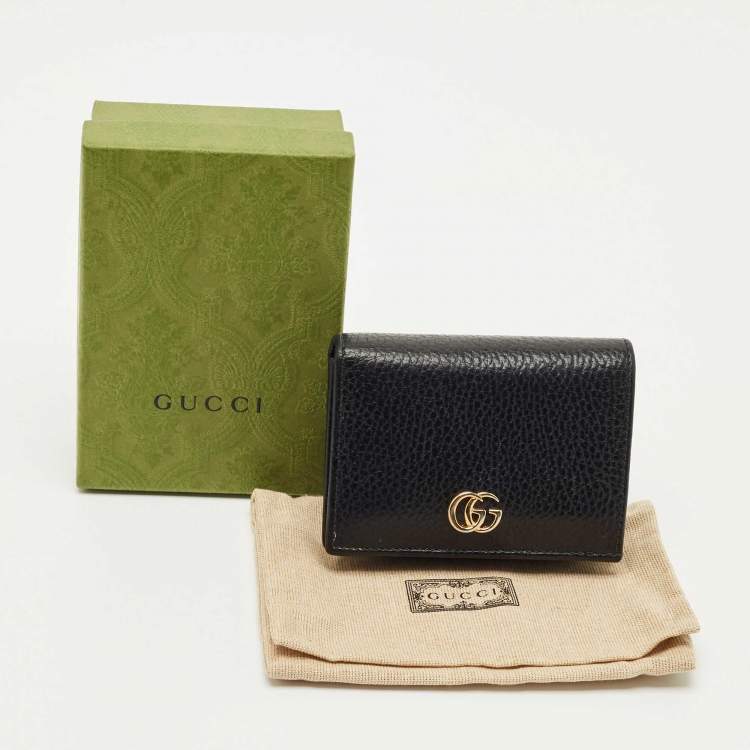 Pre Owned Gucci Black Leather GG Marmont Flap Card Case