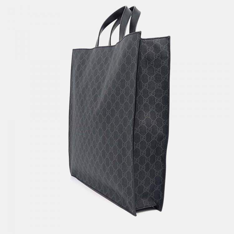 Pre Owned Gucci Soft GG Supreme Black Canvas Tote