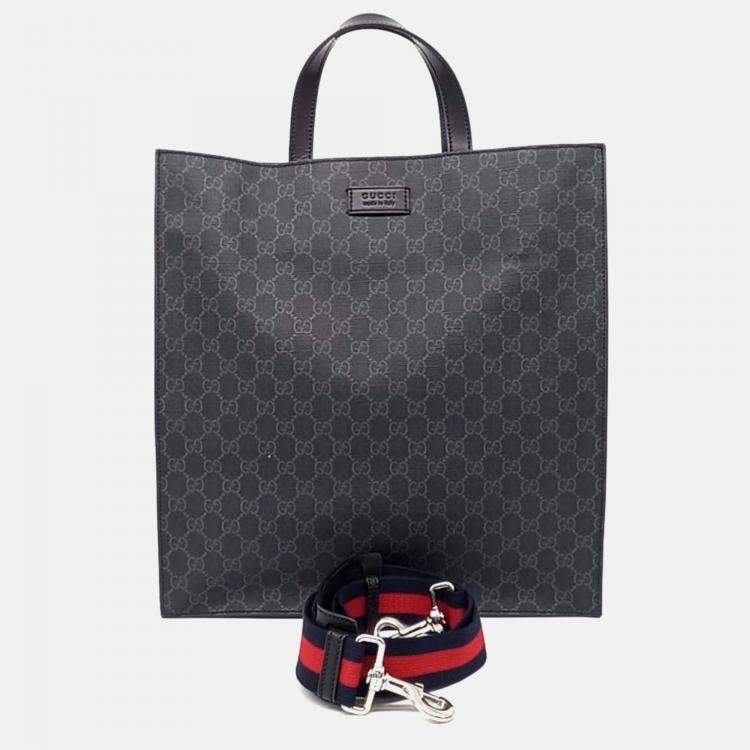 Pre Owned Gucci Soft GG Supreme Black Canvas Tote