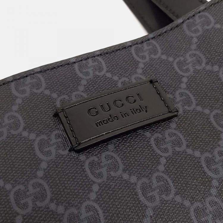 Pre Owned Gucci Soft GG Supreme Black Canvas Tote