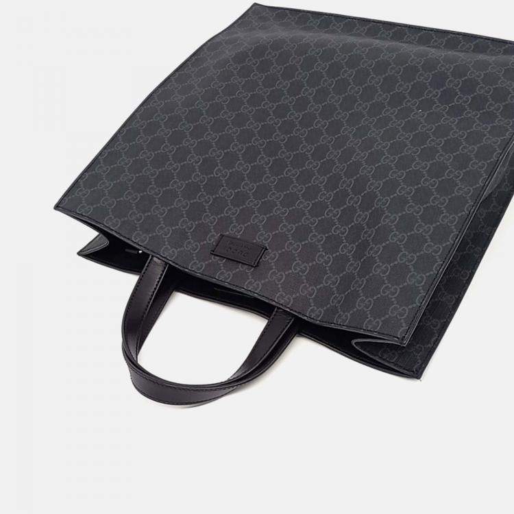 Pre Owned Gucci Soft GG Supreme Black Canvas Tote