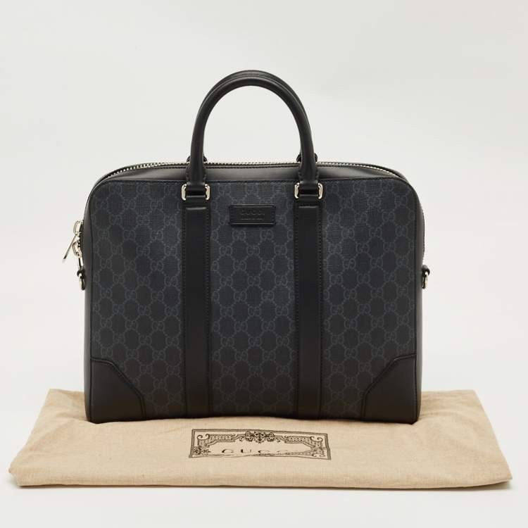 Pre Owned Gucci Black/Grey GG Supreme Canvas Briefcase
