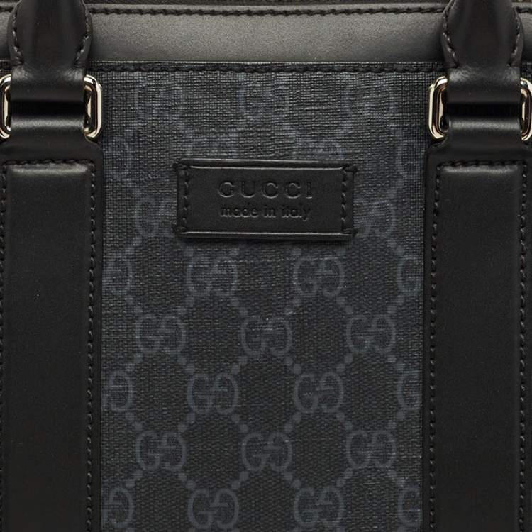 Pre Owned Gucci Black/Grey GG Supreme Canvas Briefcase
