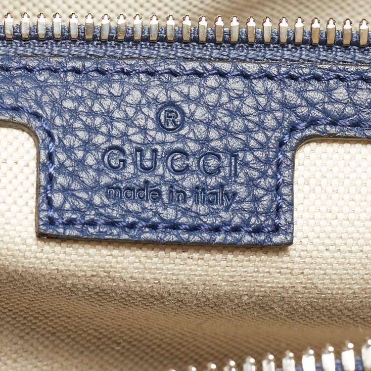 Pre Owned Gucci Navy Blue Jumbo GG Leather Medium Duffel Bag