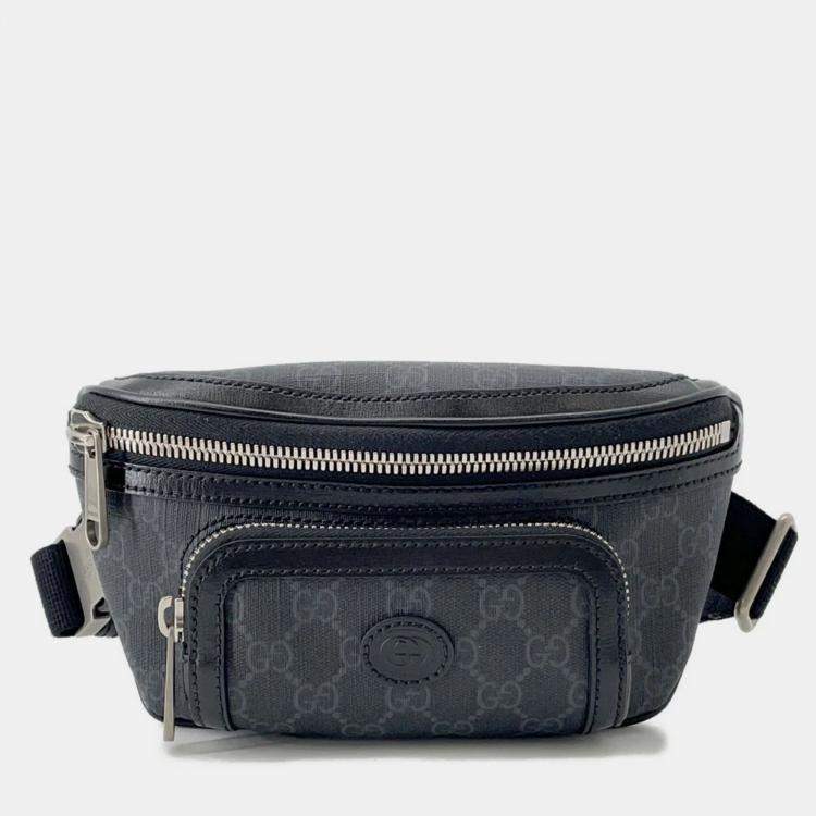 Pre Owned Gucci Interlocking G Belt Bag Black Gg Supreme Leather
