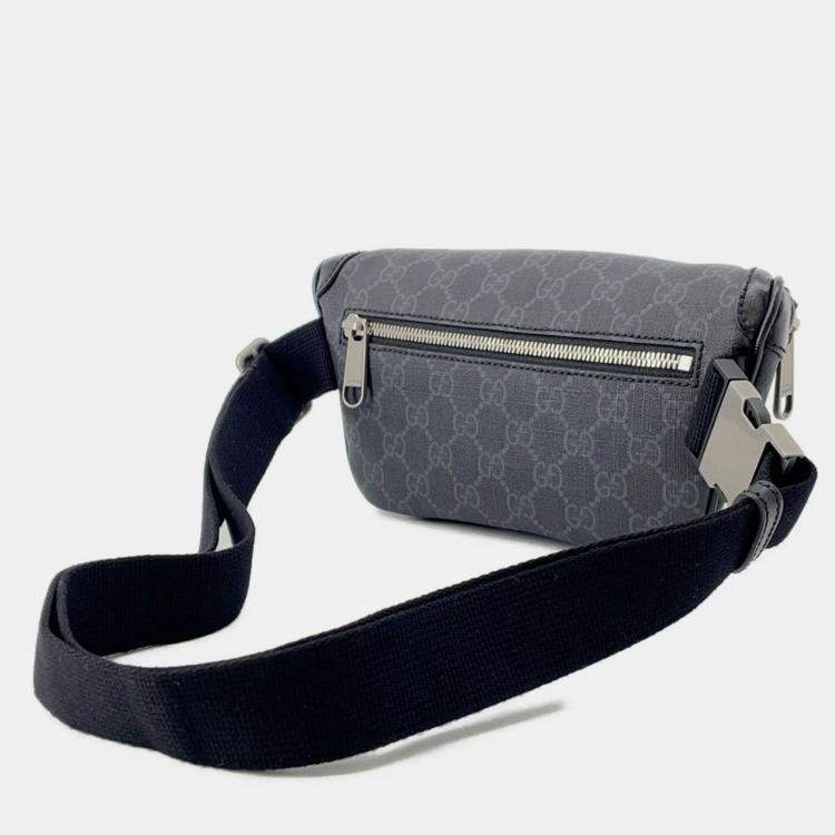 Pre Owned Gucci Interlocking G Belt Bag Black Gg Supreme Leather