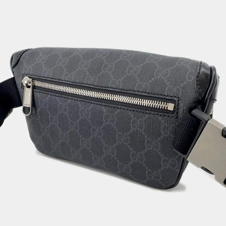 Pre Owned Gucci Interlocking G Belt Bag Black Gg Supreme Leather