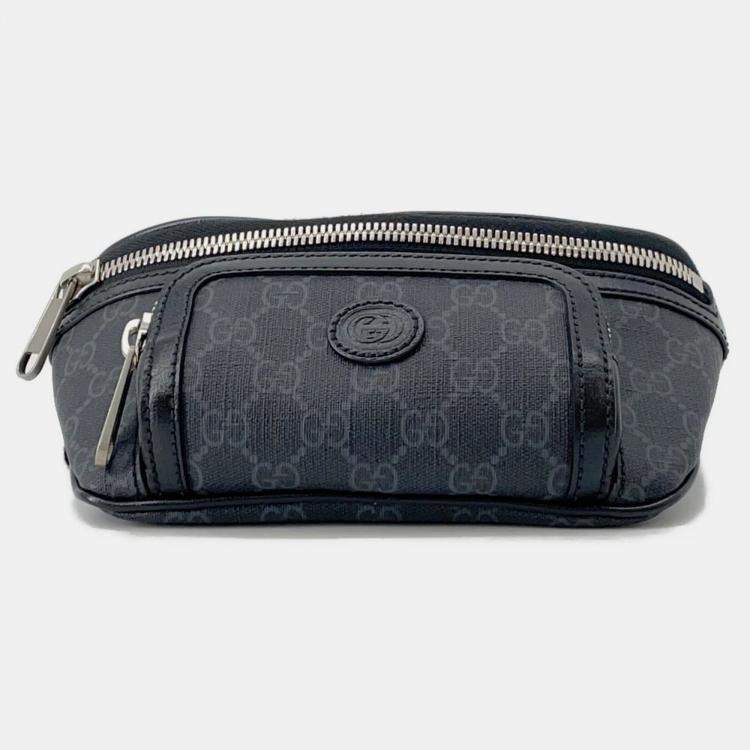 Pre Owned Gucci Interlocking G Belt Bag Black Gg Supreme Leather