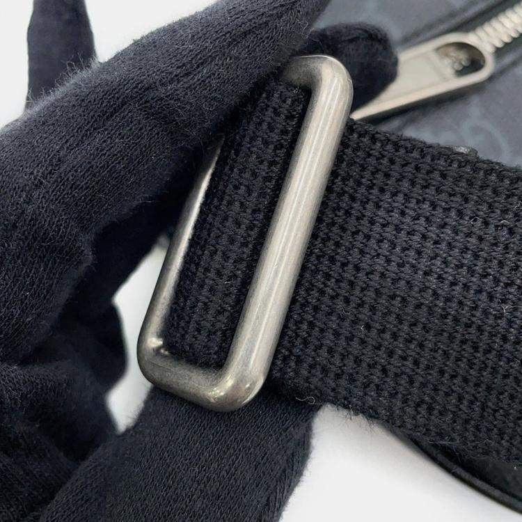 Pre Owned Gucci Interlocking G Belt Bag Black Gg Supreme Leather