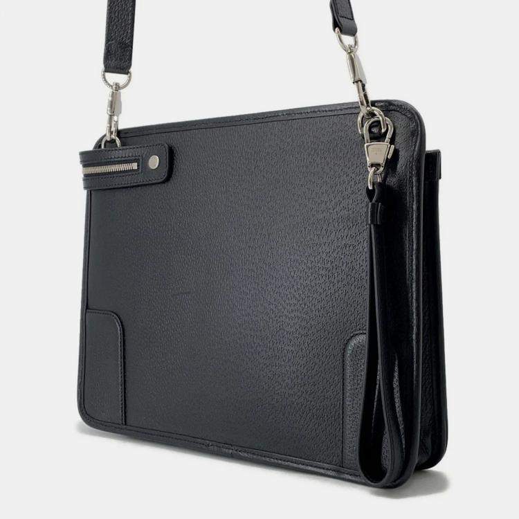 Pre Owned Gucci Interlocking G Messenger Bag Black Leather