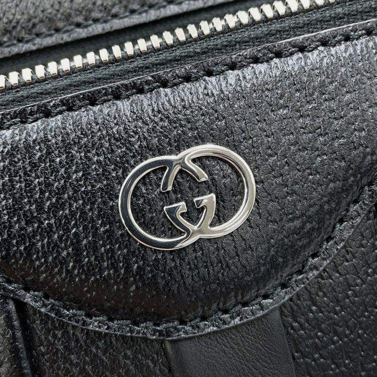 Pre Owned Gucci Interlocking G Messenger Bag Black Leather