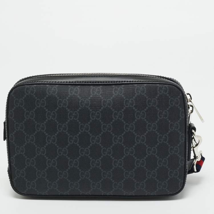 Pre Owned Gucci Black GG Supreme Canvas Wristlet Pouch